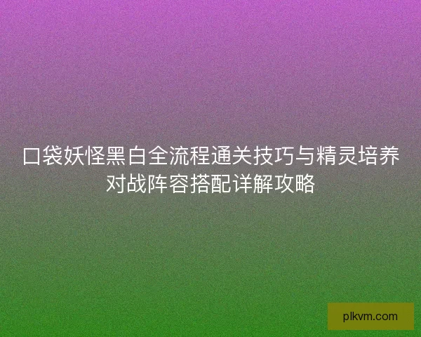 口袋妖怪黑白全流程通关技巧与精灵培养对战阵容搭配详解攻略